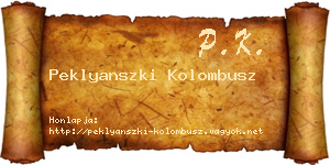 Peklyanszki Kolombusz névjegykártya